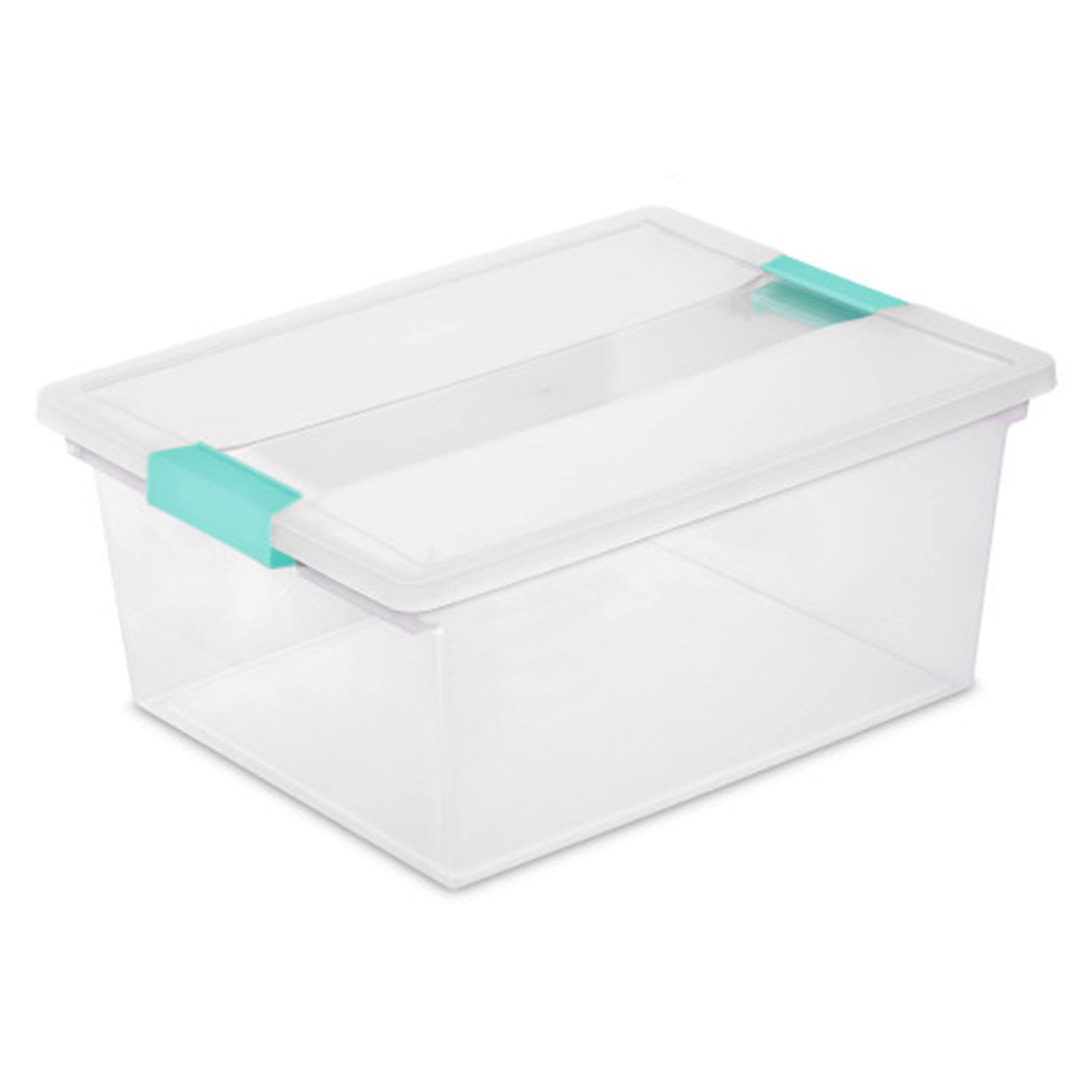 Sterilite - Deep Plastic Stackable Storage Bin with Latch Lid, 8 Pack - Clear