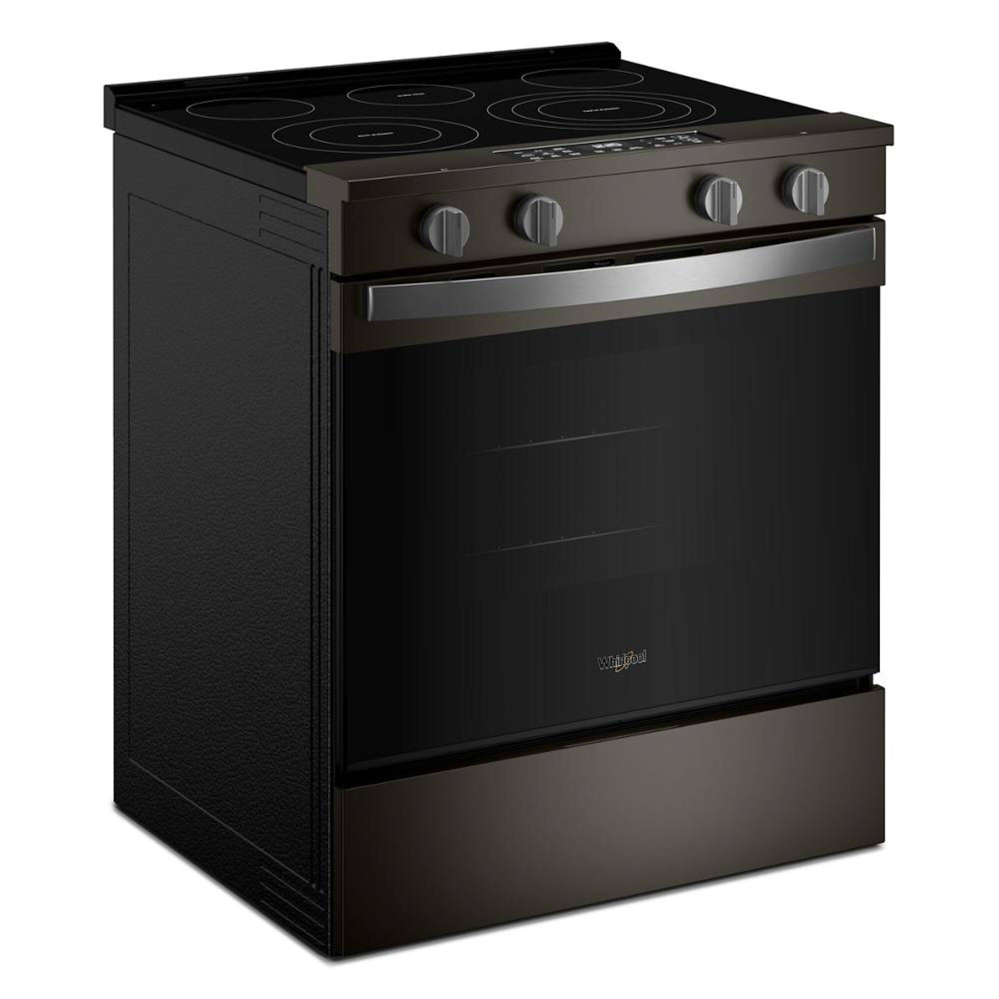 Angle. Whirlpool - 5.0 Cu. Ft. Slide-In Electric Range with Air Cooking Technology - Black-on-Stainless.