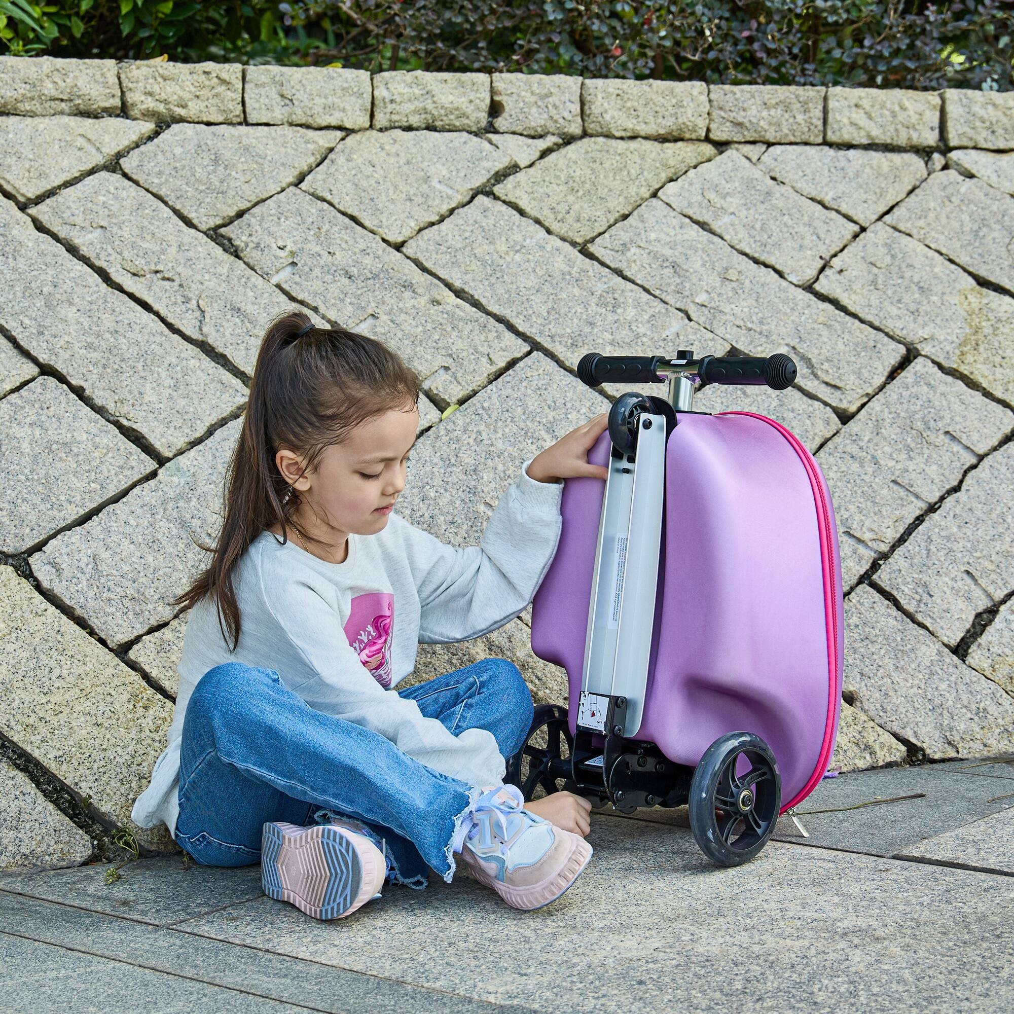 Alt View 4. GoPowerBike - GoPowerBike GoVoyage 3-Wheel Kids Luggage Scooter with Light-Up Wheels | Pink - Pink.