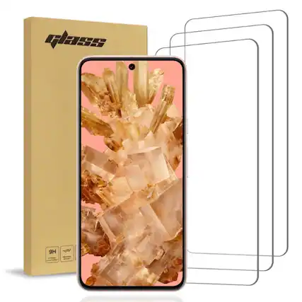 Front. RomeTech - Google Pixel 8 Tempered Glass Screen Protector 3 Per Pack - Transparent.