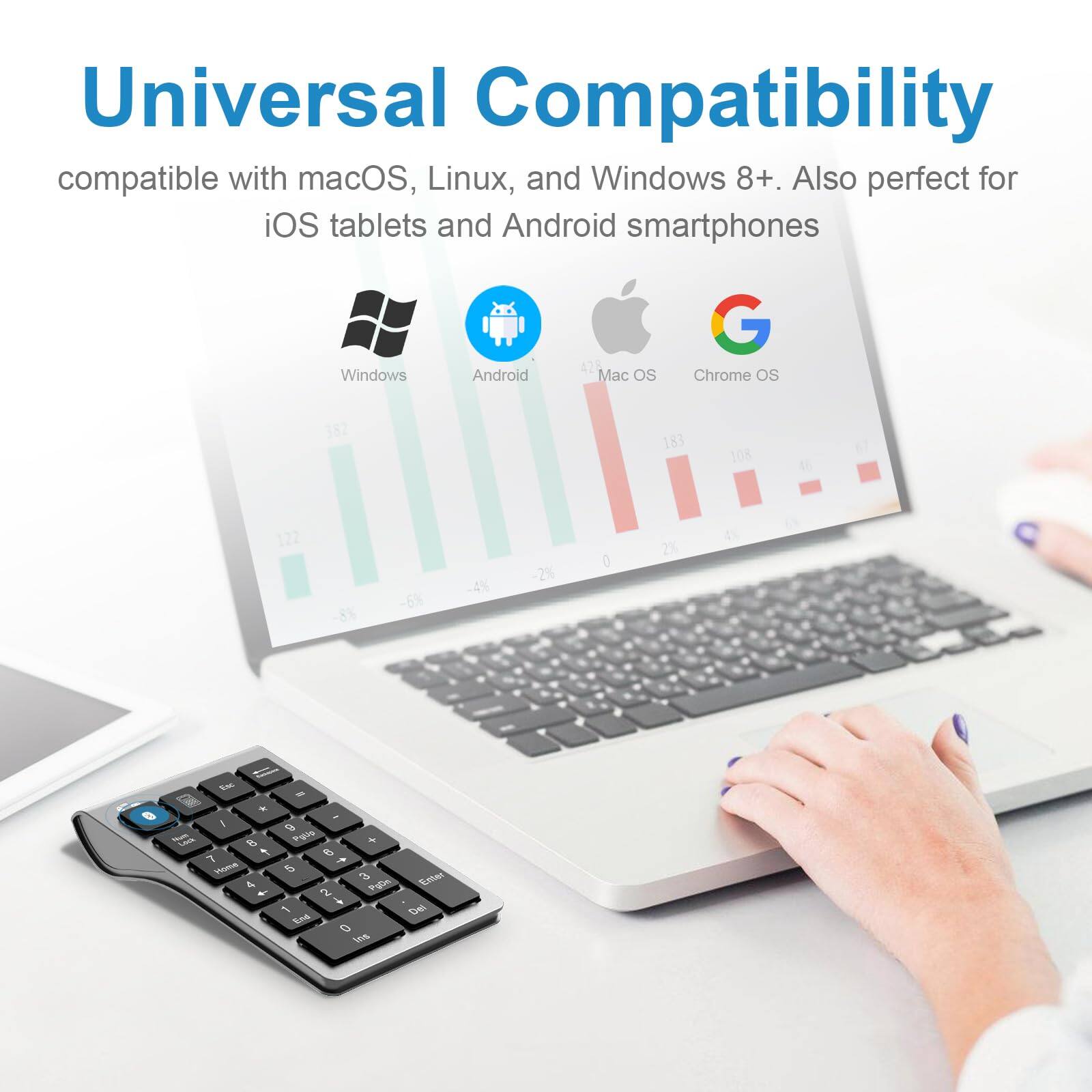 Universal Compatibility  
compatible with macOS, Linux, and Windows 8+. Also perfect for iOS tablets and Android smartphones  

Windows Android Mac OS Chrome OS