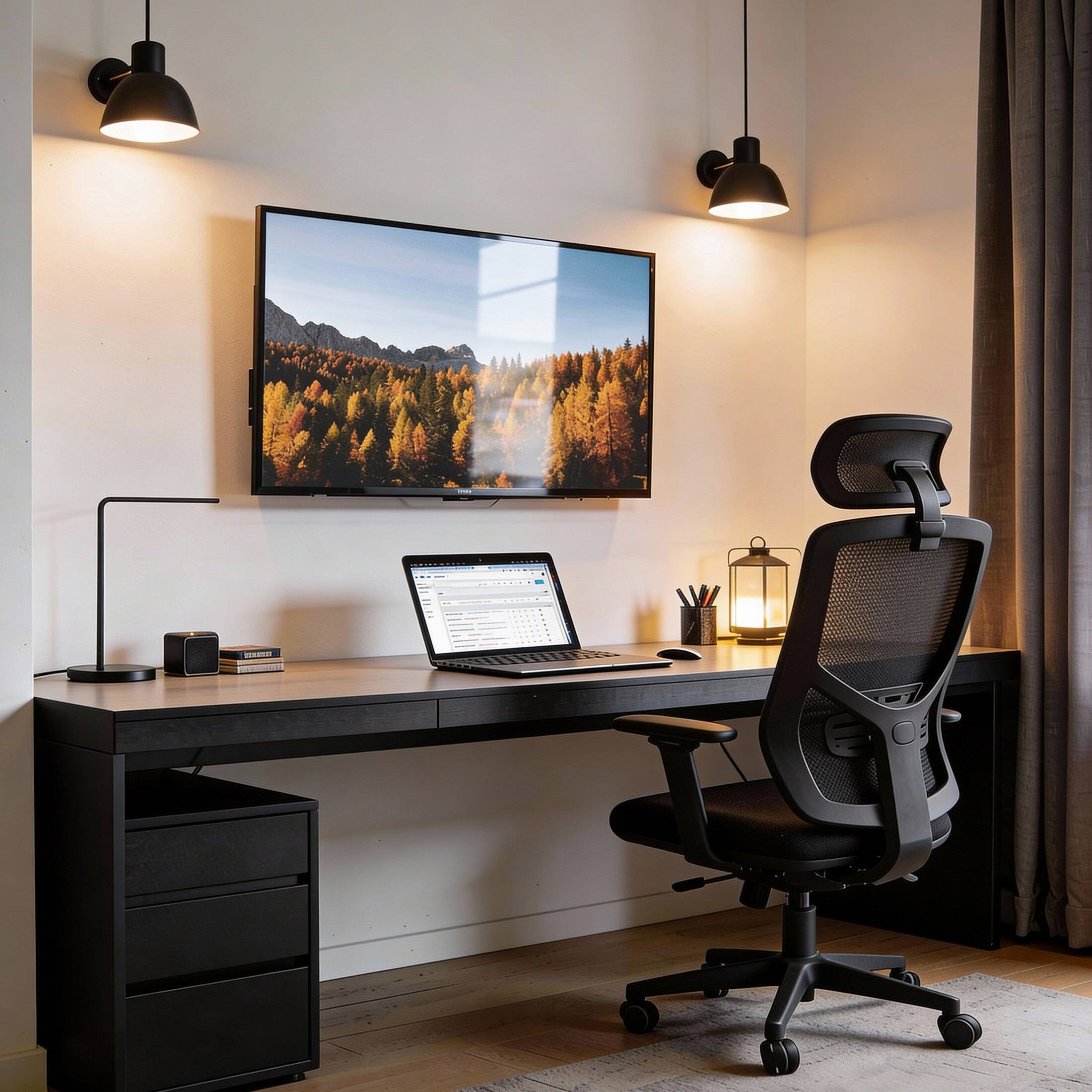 Left. Mount-It! - Tilt TV Wall Mount for 24–43 Inch TVs, Low Profile Design, Adjustable Tilt, 33 lb Capacity - Black.