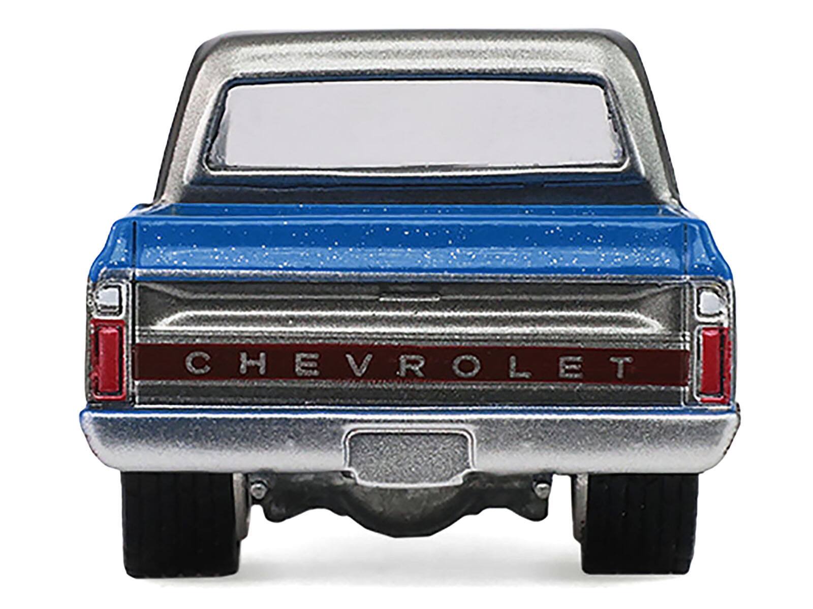 Alt View 1. Greenlight - 1972 Chevrolet Cheyenne C10 Short Bed Pickup Truck Electric Blue Gunmetal Gray Metallic Greenlight 1/64 Diecast - Blue.
