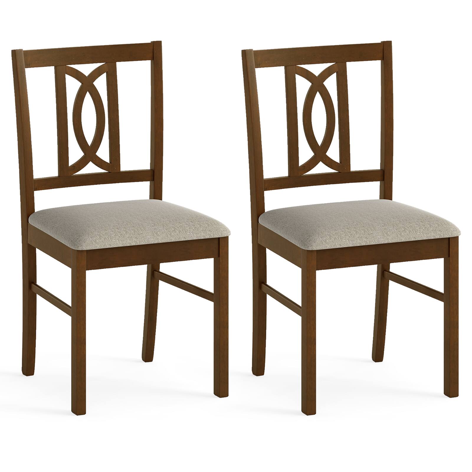 Alt View 9. Gymax - Gymax Dining Chairs Set of 4 w/Hollowed Backrest & Padded Seat for Living Room Kitchen - Brown.