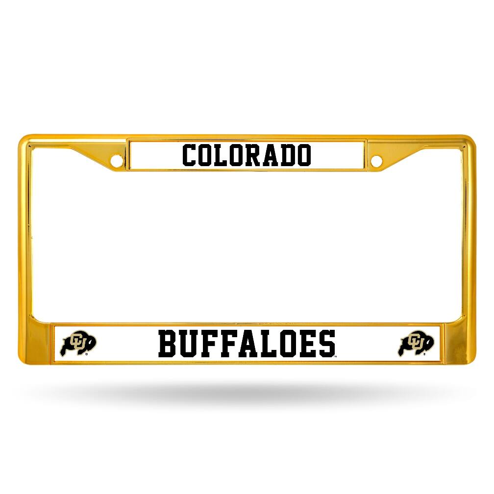 Rico Industries - Colorado Buffaloes Gold Painted Chrome Metal License Plate Frame - Multi