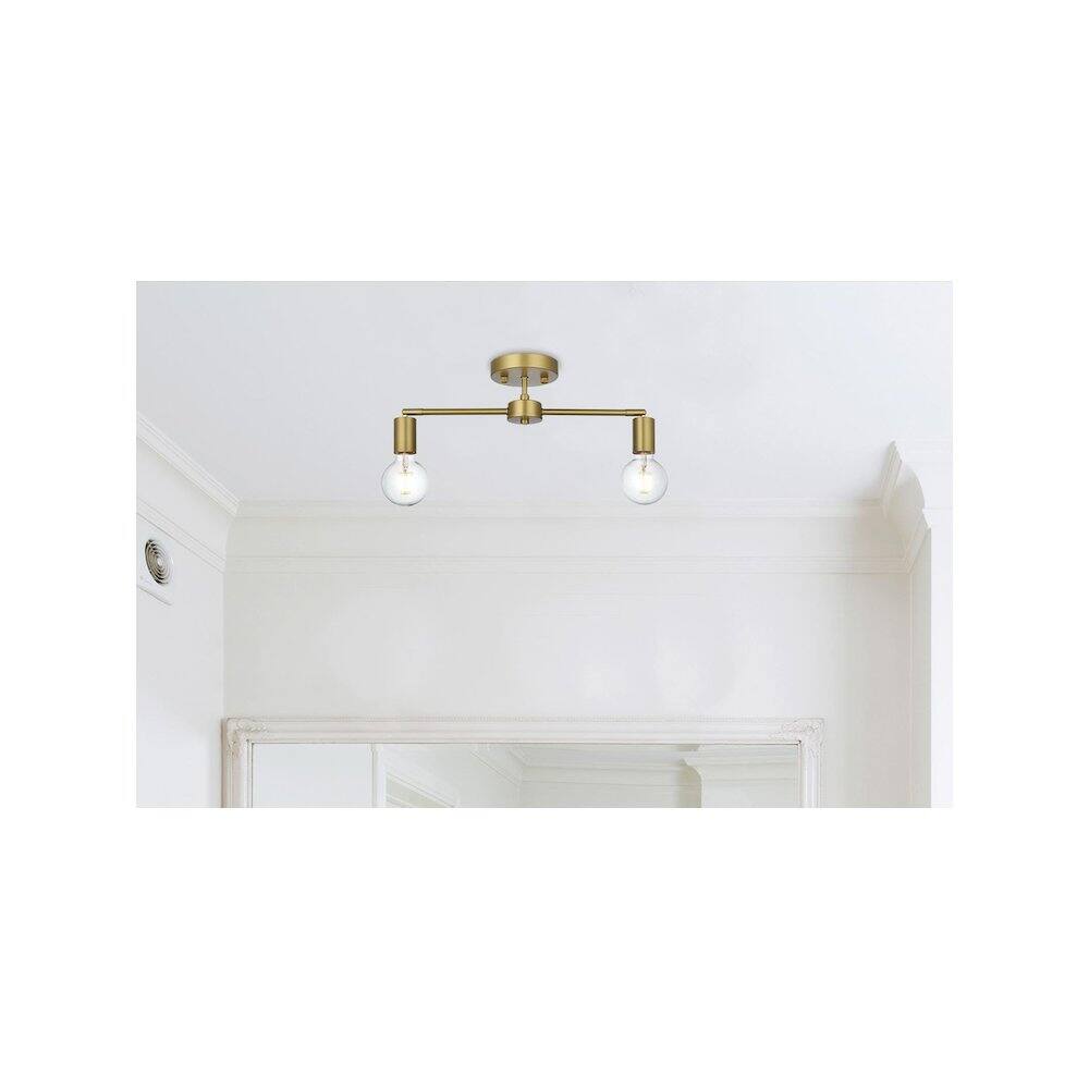 Alt View 5. Living District - Zane 21.5 Inch Flush Mount Ceiling Light in Satin Gold - Satin Gold.