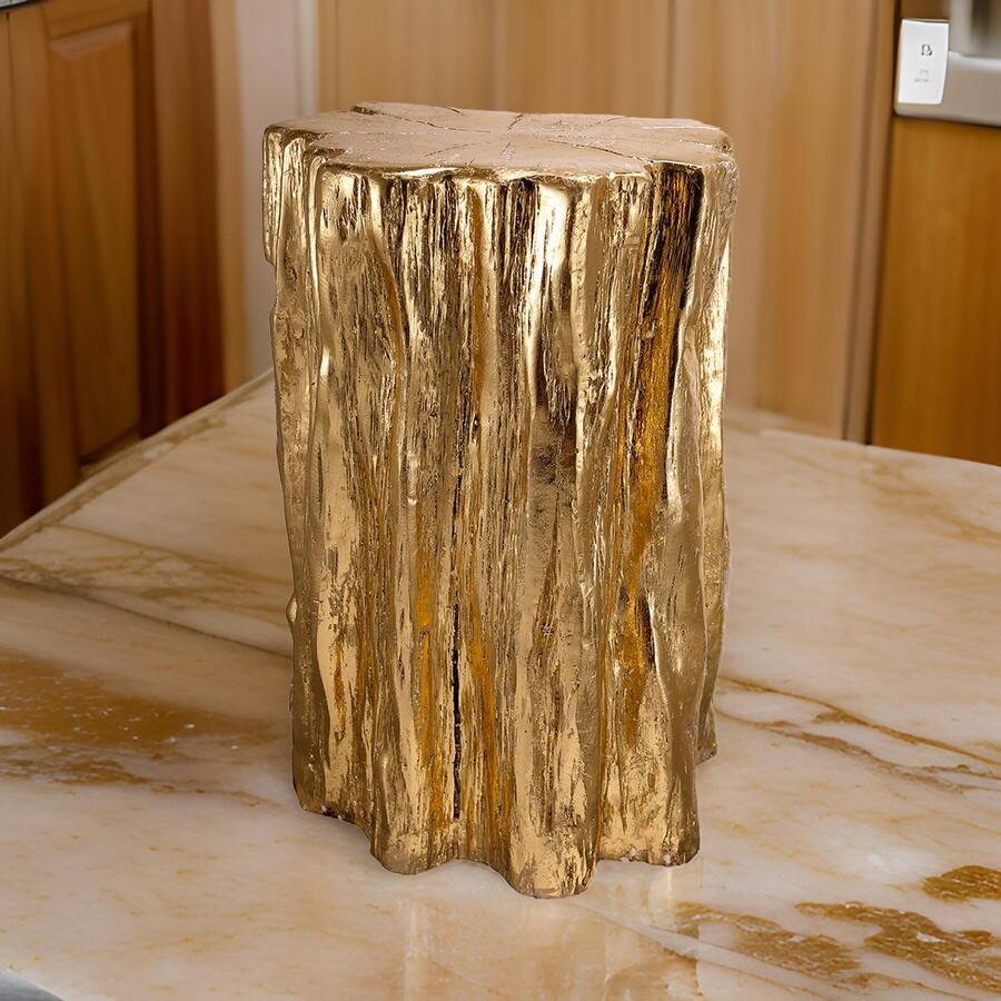 Alt View 5. Manhattan Lane - Well Designed Nature Inspired Tree Trunk Stool - Gold.
