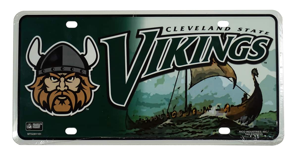 Rico Industries - Cleveland State Vikings - 12x6 Metal Automobile License Plate - Multi