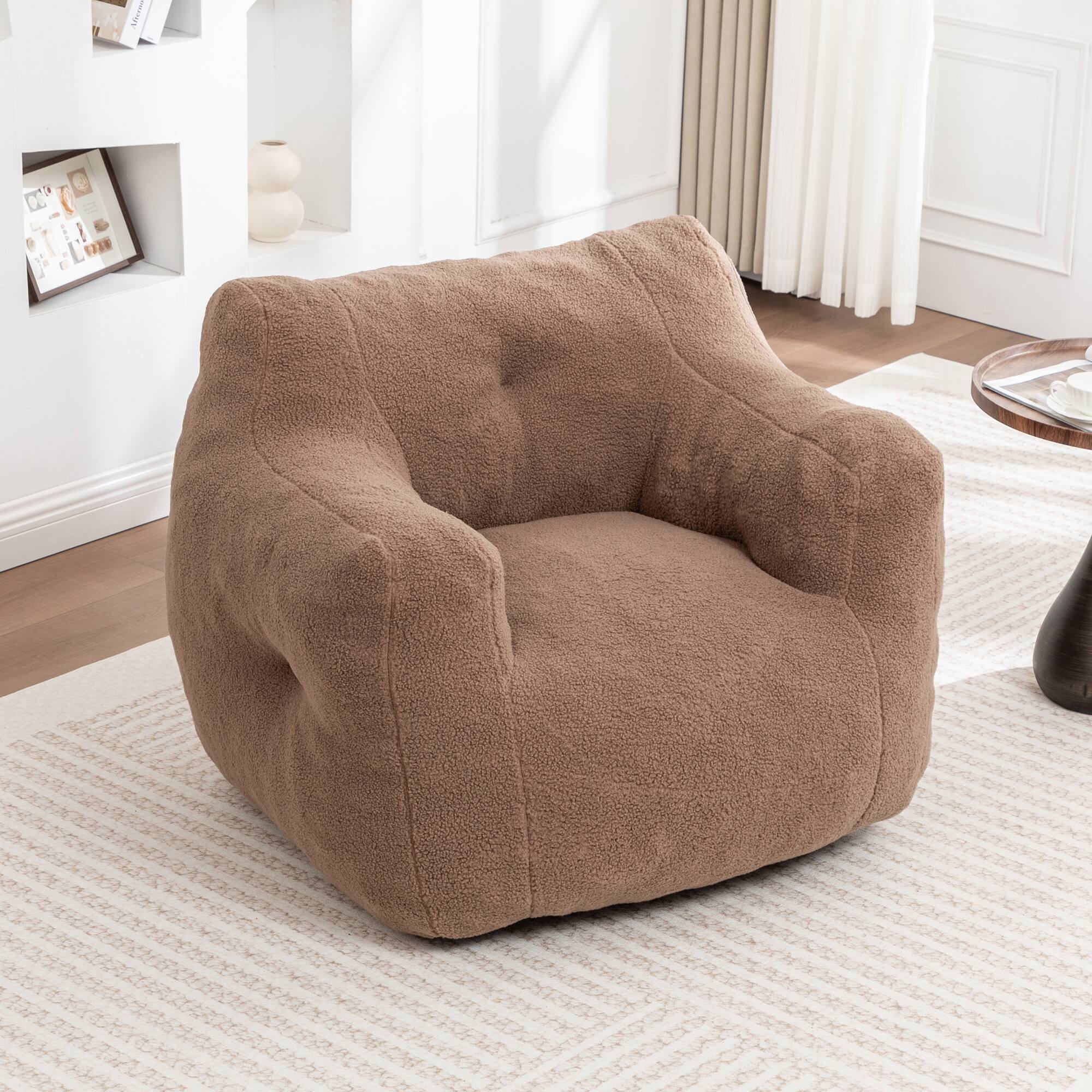 Alt View 5. GOODSILO - Bean Bag Sofa Chair with Armrests - Stuffed High-Density Foam, Lazy Comfy Chair for Adults, Living Room, Bedroom Reading - Coffee.
