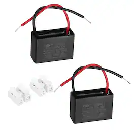 Unique Bargains - 2pcs 1.8uF CBB61 Ceiling Fan Capacitor, AC 450V 2 Wires with Terminal Blocks for Pump Motor Generator Blower - Black