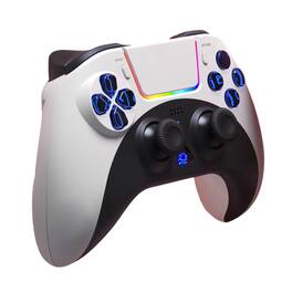 Cluzine - LED Joystick Wireless Gaming Controller with Dual Motor Vibration, Multi-Device Compatible Gamepad - White