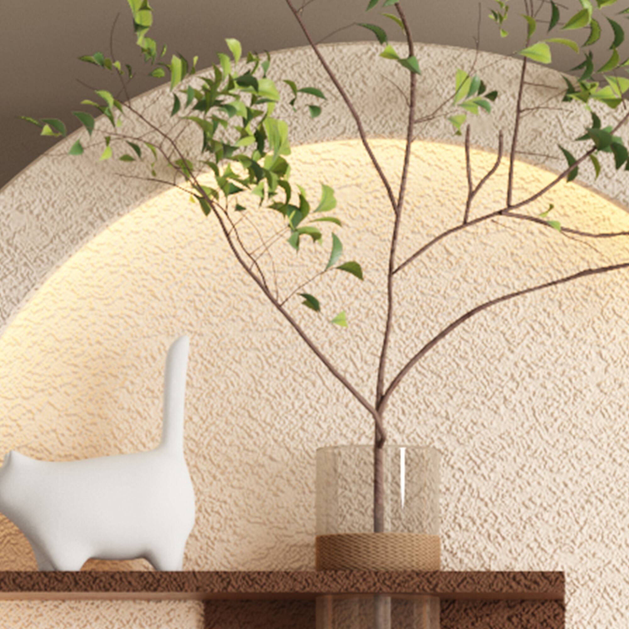 Back. GOODSILO - Adjustable LED Illuminated Sandstone Wall Art with Botanical Accents and Remote Control - Light Coffee.
