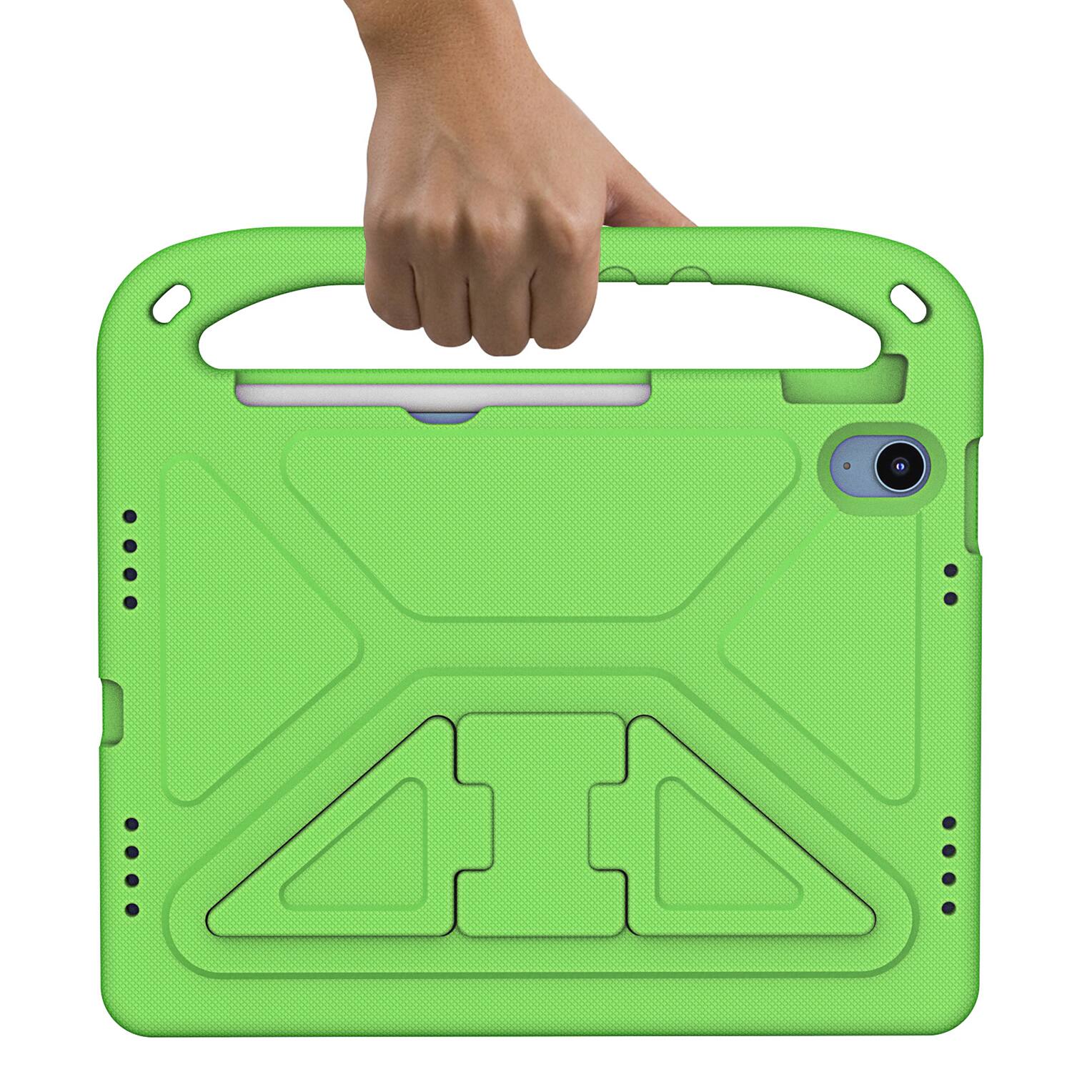 Alt View 2. Dteck - For Apple iPad (A16) 11" 2025/iPad 10th 2022 Rugged Case Kids Friendly EVA Handle Grip Pencil Holder Kickstand Cover - Green.