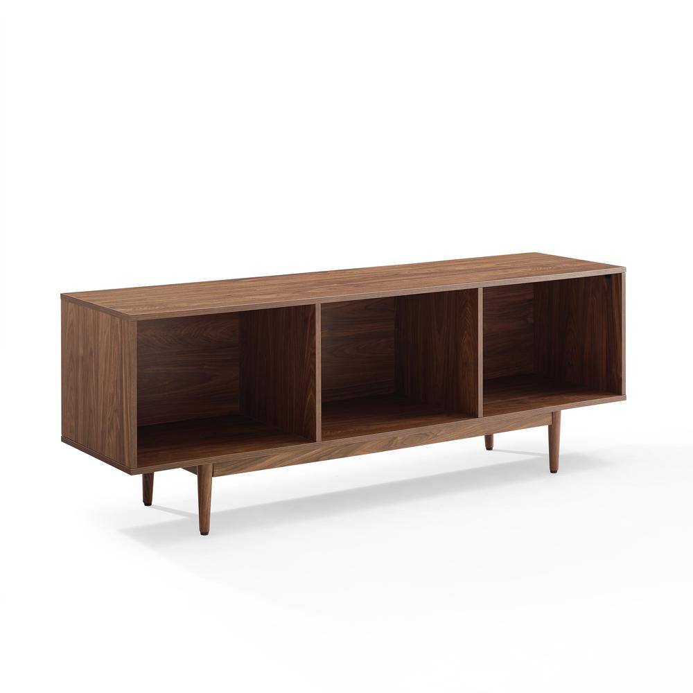 Angle. Crosley Furniture - Liam Large Record Player Stand With Vinyl Storage - Walnut.