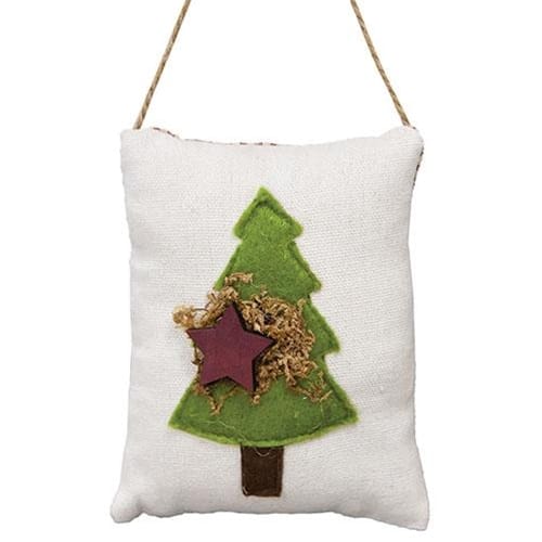 BreeBe - *Christmas Tree Pillow Ornament - White, Green