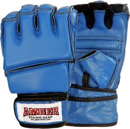 Amber Sporting Goods - Premium Grappling Gloves for MMA Leather Medium - Blue