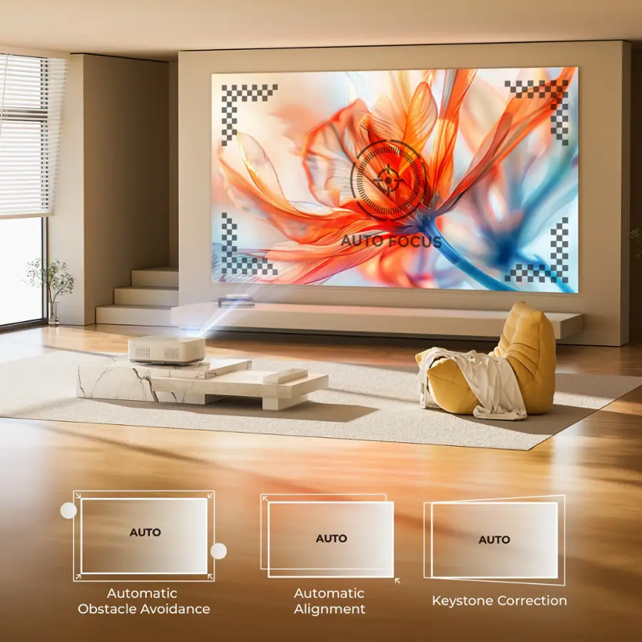 AUTO FOCUS y K AUTO AUTO AUTO  Automatic Obstacle Avoidance Automatic Alignment K Keystone Correction