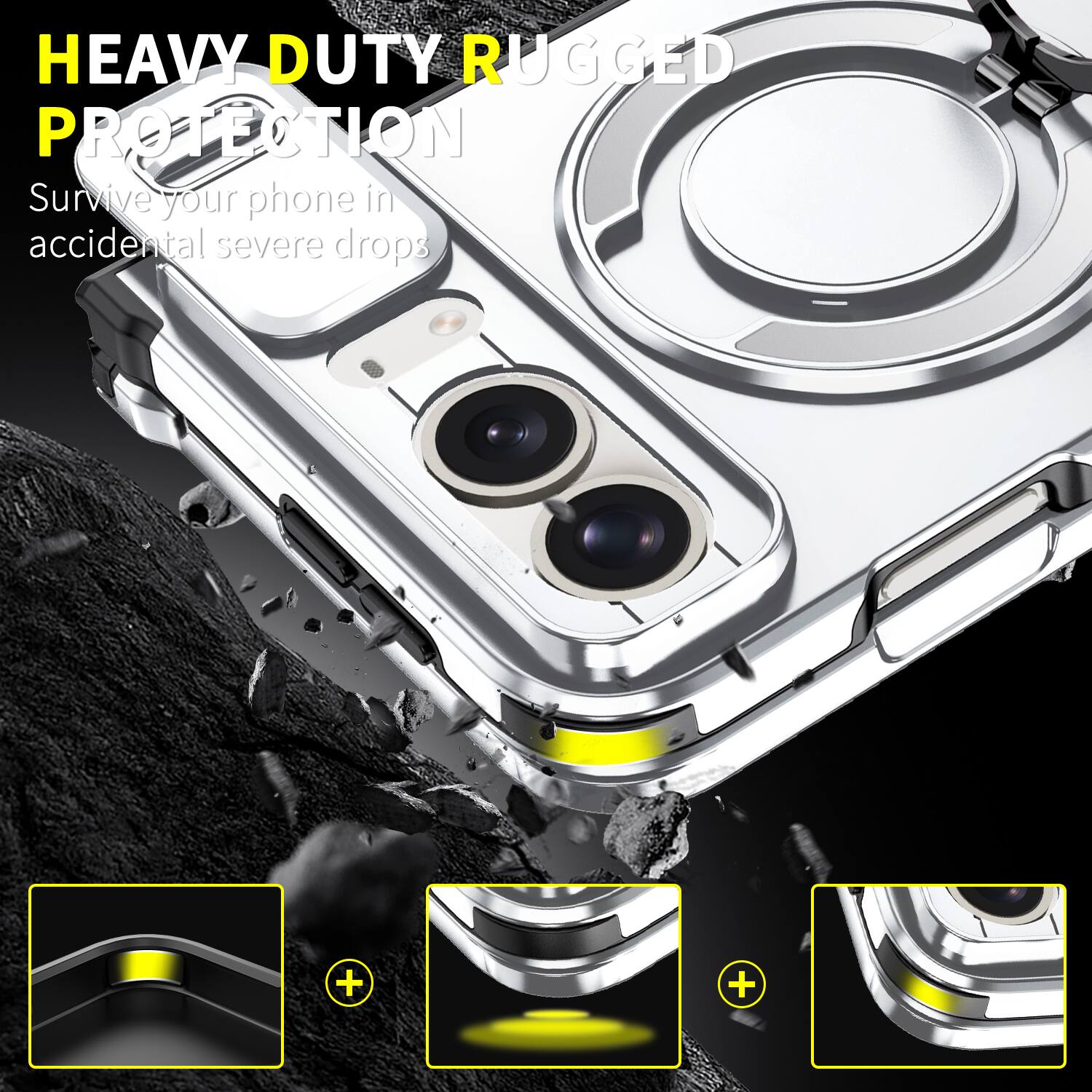 HEAVY DUTY RUGGED PROTECTION  
Survive your phone in accidental severe drops