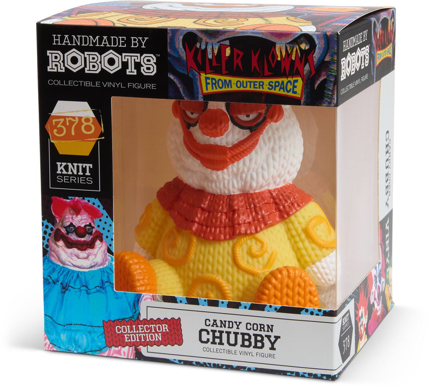 HANDMADE BY ROBOTS  
COLLECTIBLE VINYL FIGURE  

378  
KNIT SERIES  

KILLER KLOWNS FROM OUTER SPACE  

CANDY CORN CHUBBY  
COLLECTIBLE VINYL FIGURE  

COLLECTOR EDITION  

CANDY CORN EDITION