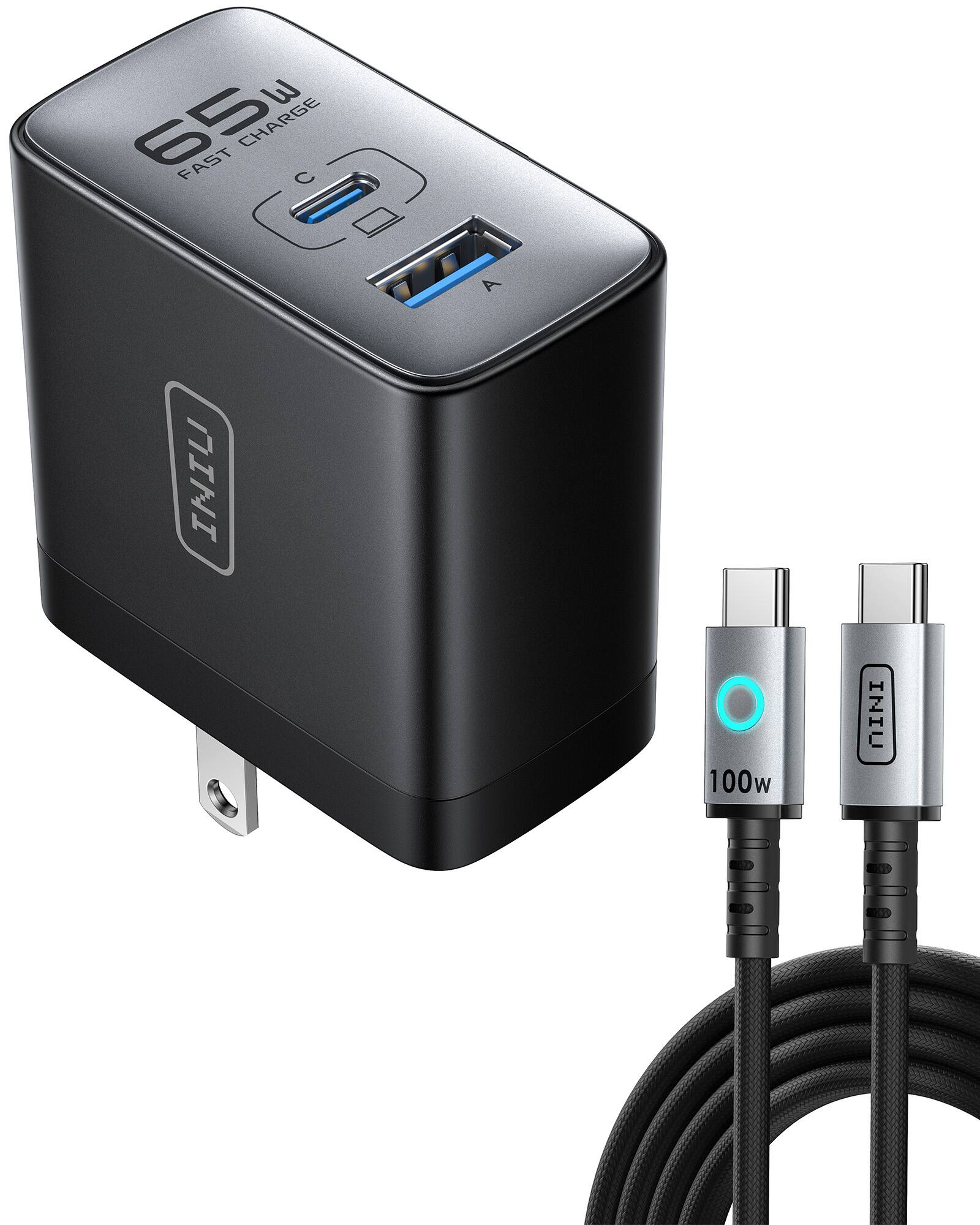 thumbnail image 2 of UGREEN 100W B-C GaN Charger - Built-In Cable & 3 Ports 2 of 11