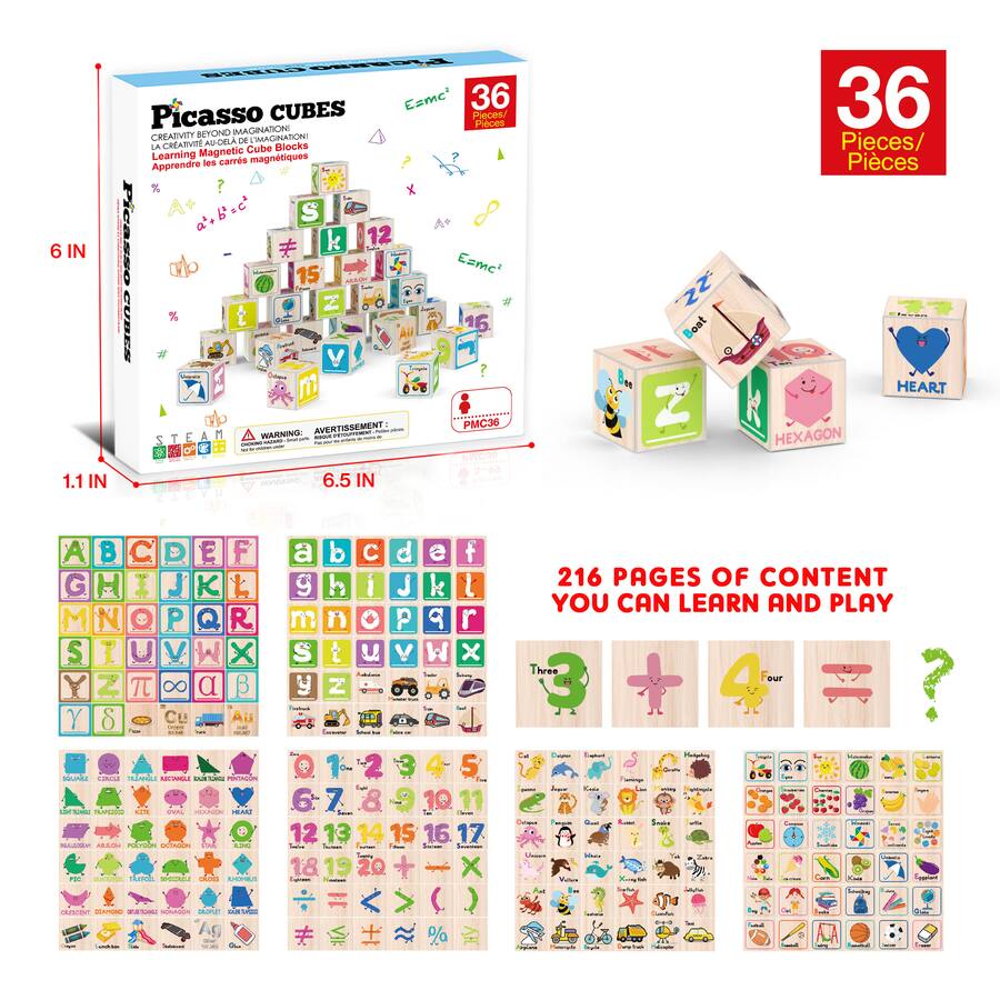 PicassoTiles PICASSO TILES 36 PC Letter, Alphabet, Number Magnetic ...