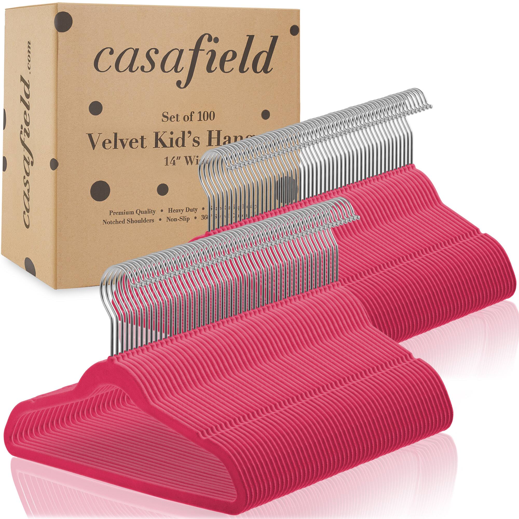 .com casafield Set of 100 Velvet Kid's Hangers 14" Wide - Premium Quality - Heavy Duty - Notched Shoulders - Non-Slip