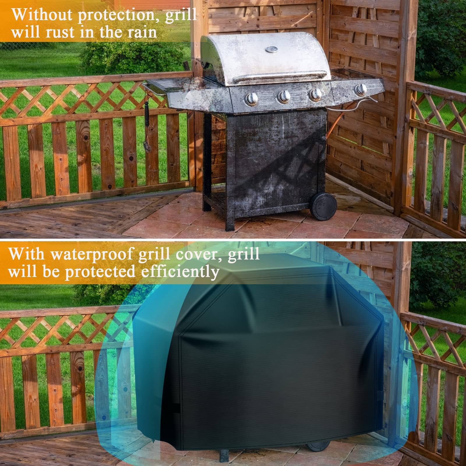 Without protection, grill will rust in the rain

With waterproof grill cover, grill will be protected efficiently