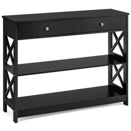 Kadyn - 3-Tier Console Table with Drawers for Living Room Entryway- Narrow Console Table, Entryway Hall Table with Shelves - Black
