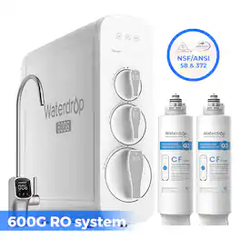 Waterdrop - G3P600 Reverse Osmosis System Extra 2 WD-G3-N1CF Water Filters - White
