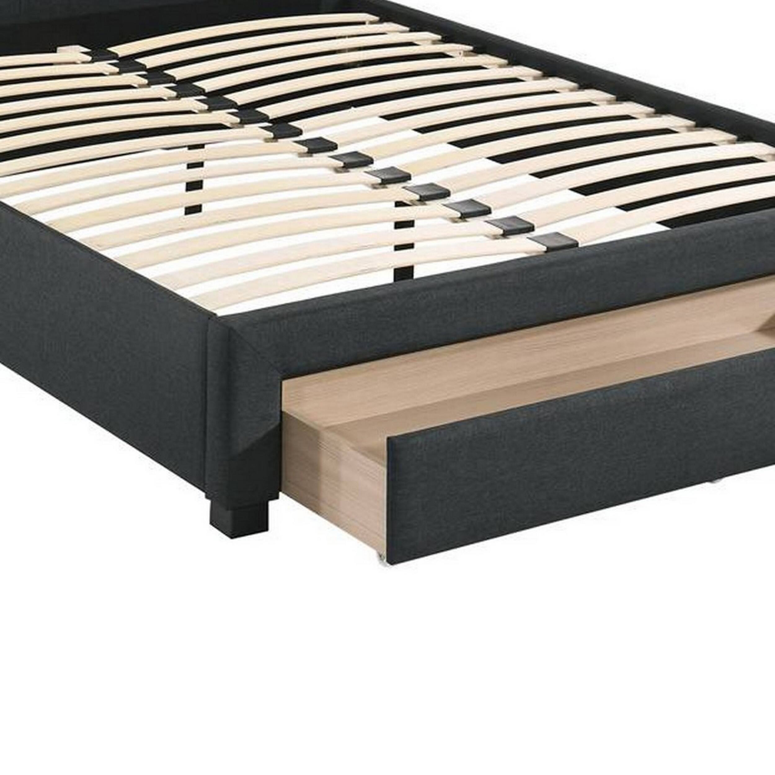 Alt View 3. Manhattan Lane - Nue Twin Upholstered Bed, Curved Tufted Headboard, Charcoal Gray Burlap - Charcoal Gray.