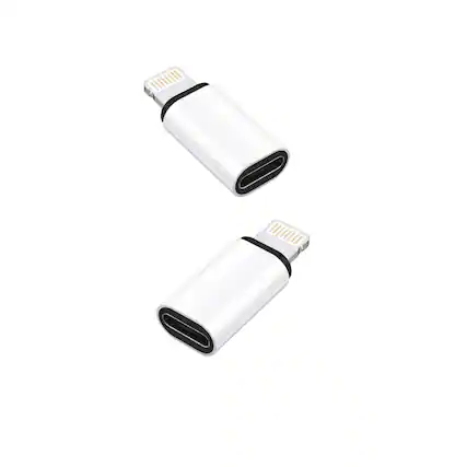 Front. Qixxronics - (2 Pack) USB C Female to Lightning Male Charger Adapter, Type C Data Transfer Cable Connector for iPhone, iPad - White.