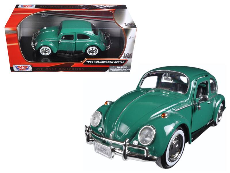1:24 SCALE  
1966 VOLKSWAGEN BEETLE  
MOTOR MAX  
DIE-CAST COLLECTION  

WARNING: CHOKING HAZARD - Small parts. Not for children under 3 years.  

3+