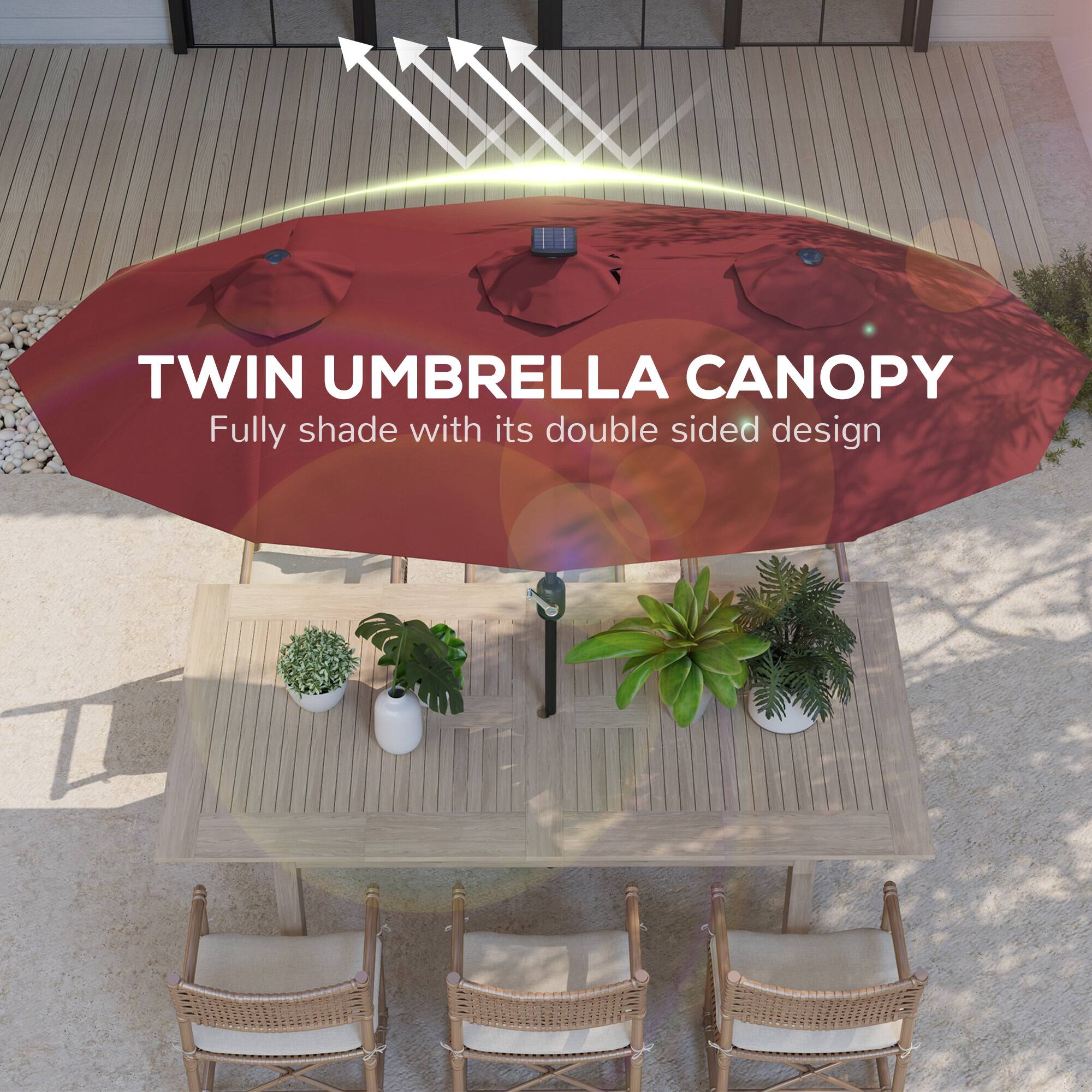 TWIN UMBRELLA CANOPY
Fully shade with its double sided design