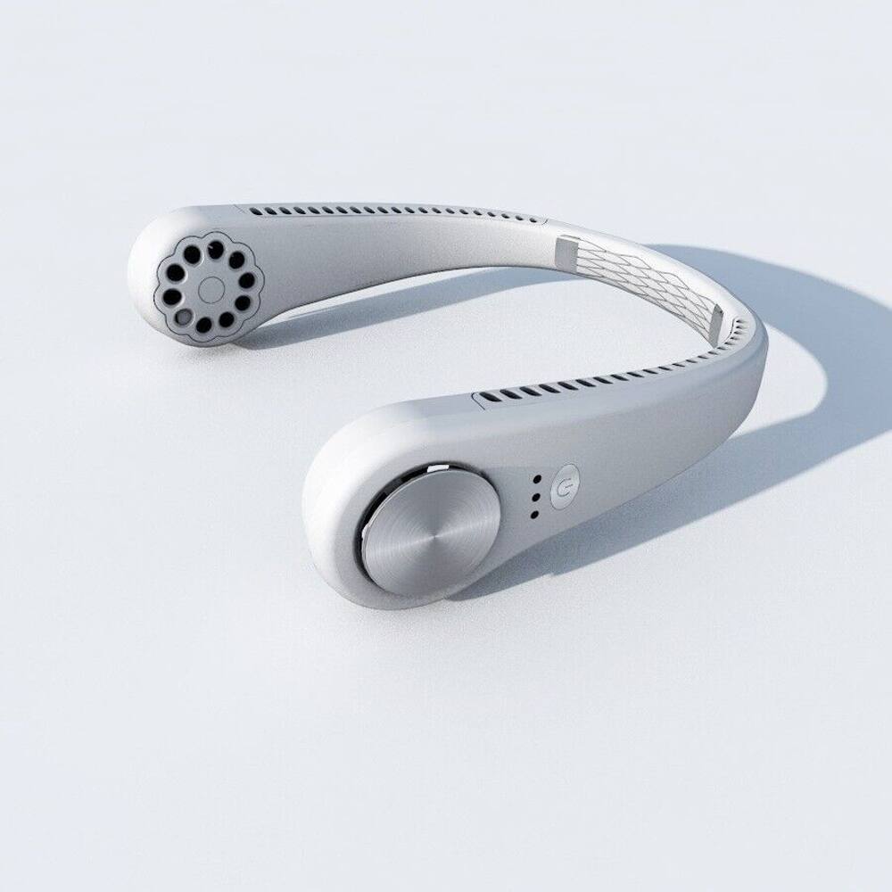 Left. Loheer - Loheer Portable Neck Fan Bladeless Wearable Personal Cooling Fan USB C Rechargeable Headphone Style Air Cooler.