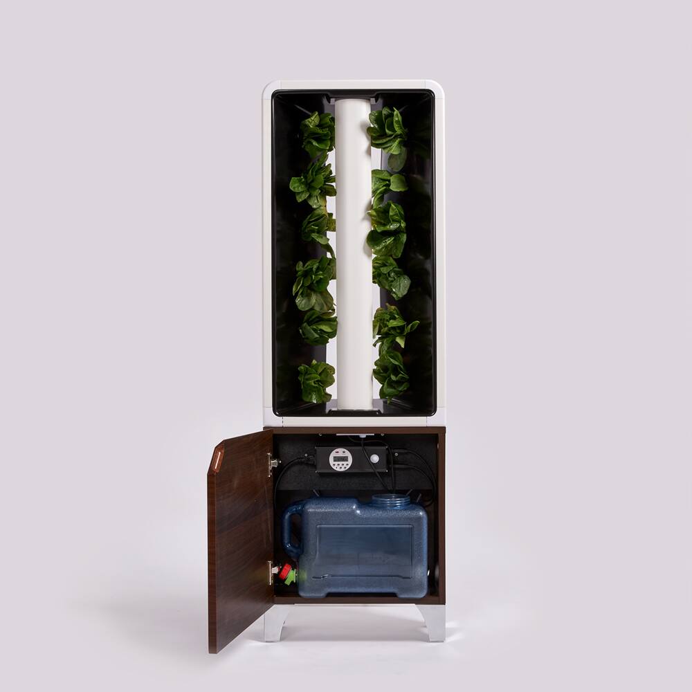Alt View 1. Just Vertical - EVE Indoor Hydroponic Garden | Modern Furniture-Style Vertical Planter | Grow 12 Fresh Herbs & Vegetables Year-Round - Walnut.