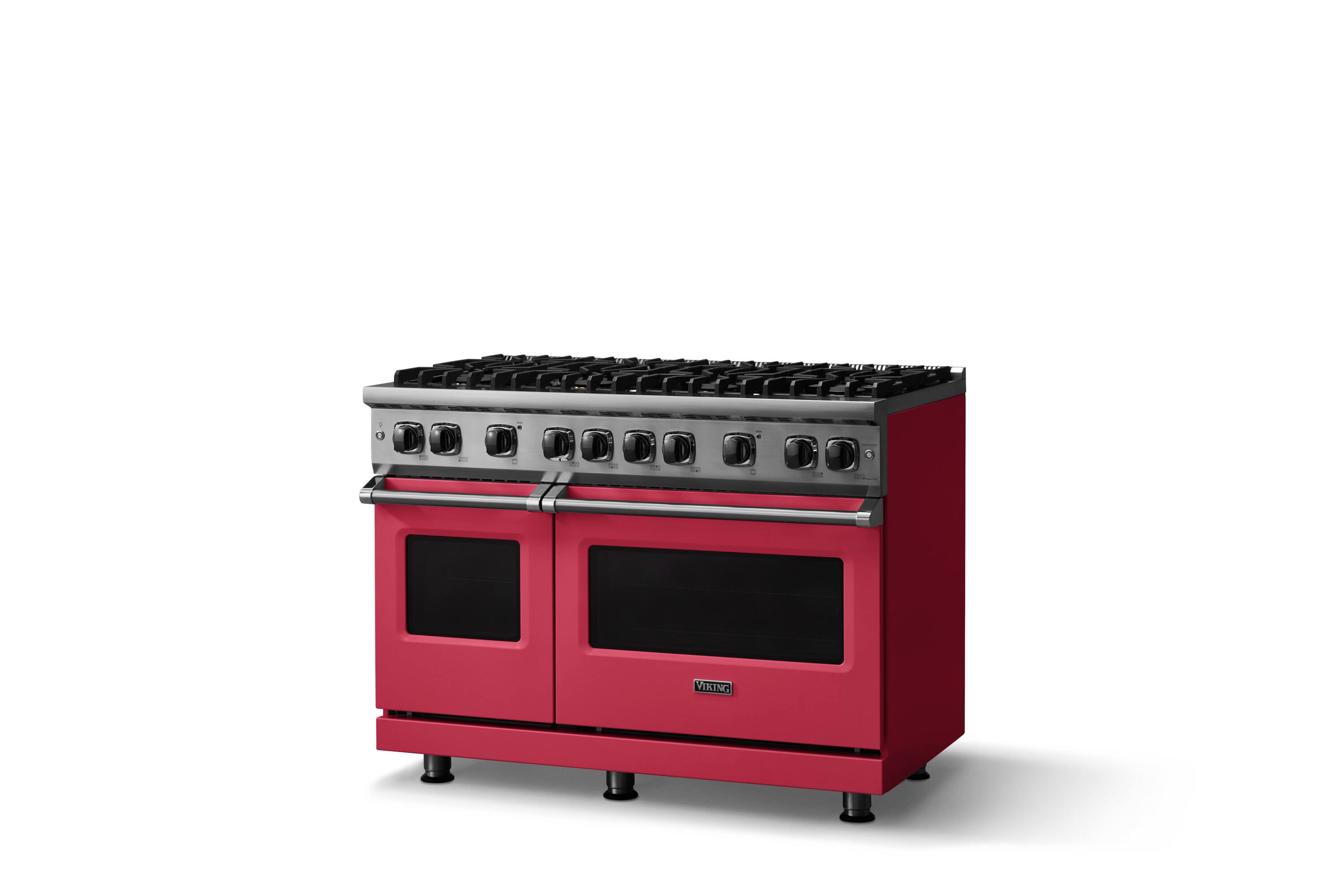 Angle. Viking - 6.1 Cu. Ft. Professional 5 Series Freestanding Double Oven Liquid Propane Gas Convection 8 Burner Range - Valentine.