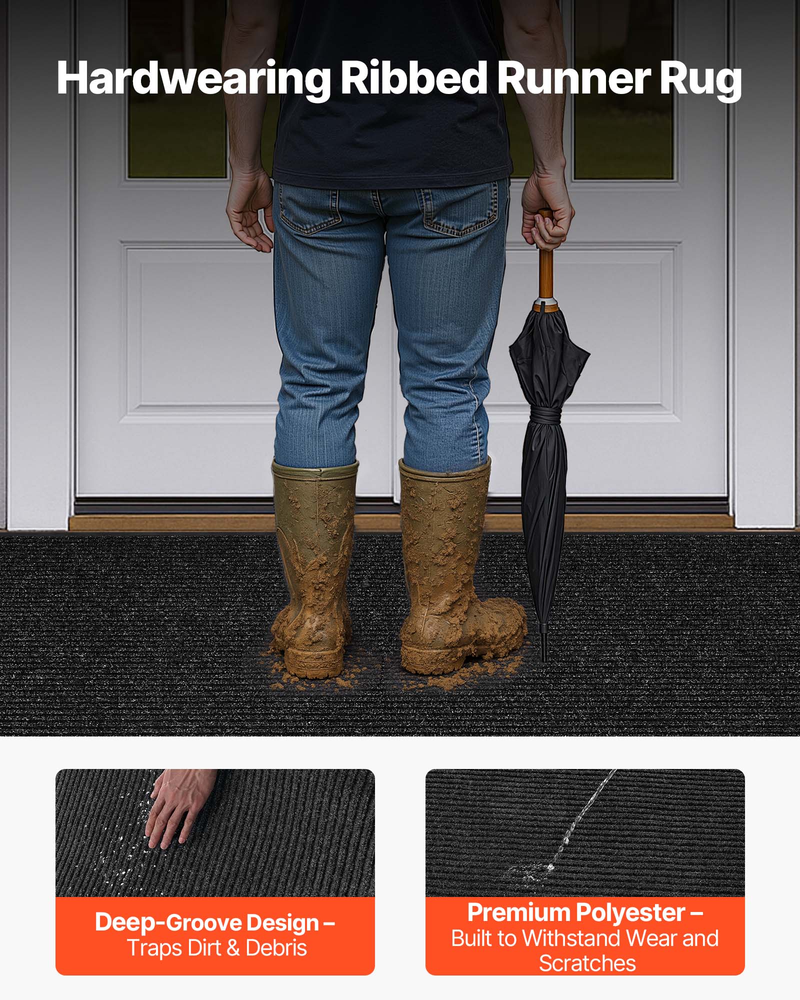 Hardwearing Ribbed Runner Rug

Deep-Groove Design – Traps Dirt & Debris

Premium Polyester – Built to Withstand Wear and Scratches