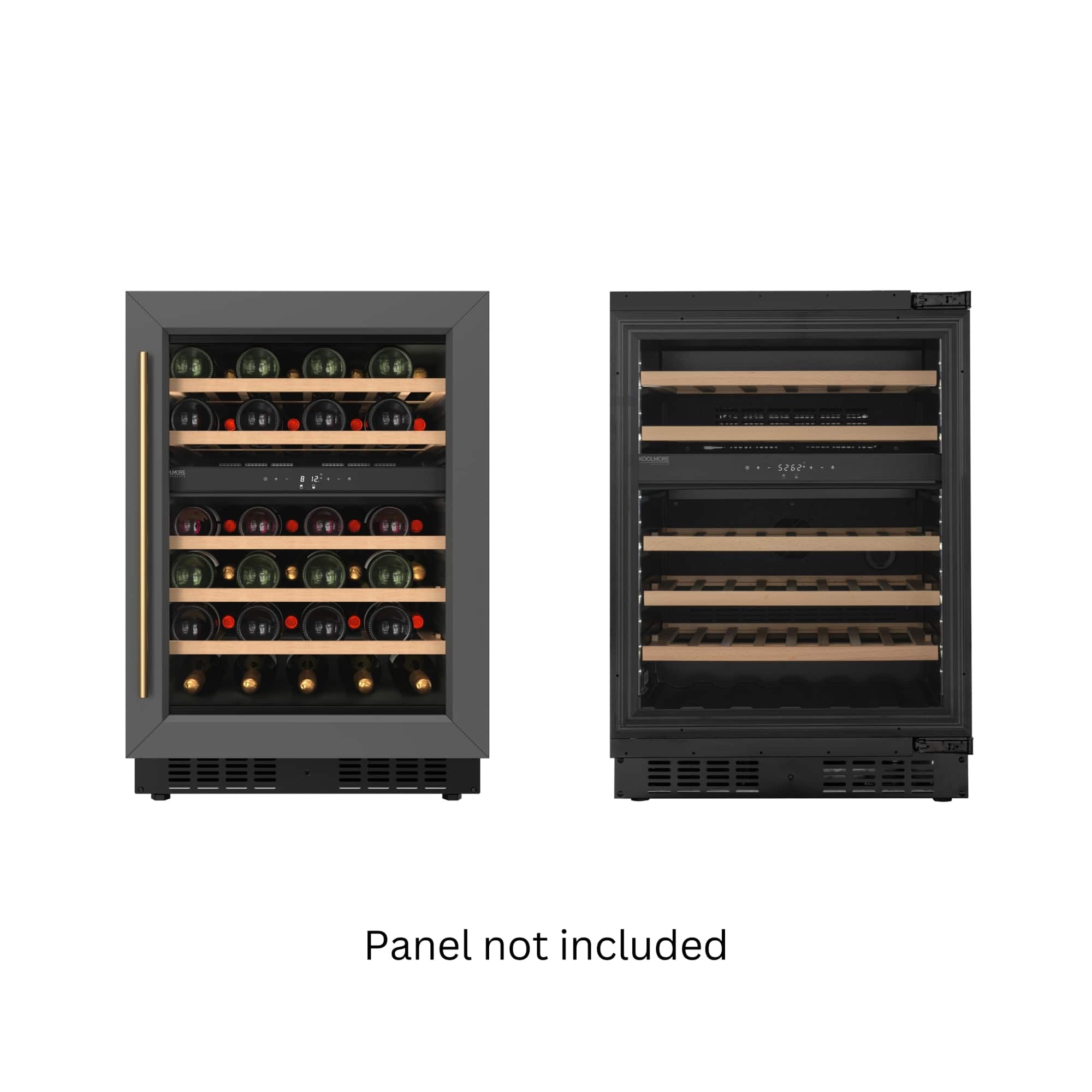 Koolmore - Reserve 24 in. Under-Counter Panel Ready Dual Zone Built-in Wine Cooler with 45 Bottle Capacity. Wooden Shelves - Black