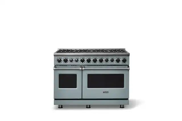 Front. Viking - 48 in. Wide 8 Burner Dual Fuel Frestanding Sealed Buner Frestanding Range-LP - November Sky.