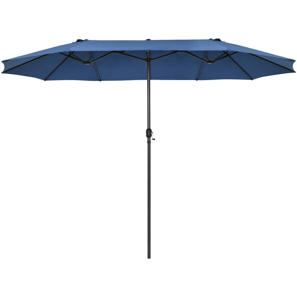 Front. Kadyn - 15 Feet Patio Double Sided Umbrella with Hand Crank System Navy Outdoor Table Umbrella Yard Umbrella Outdoor Patio Umbre - Blue.