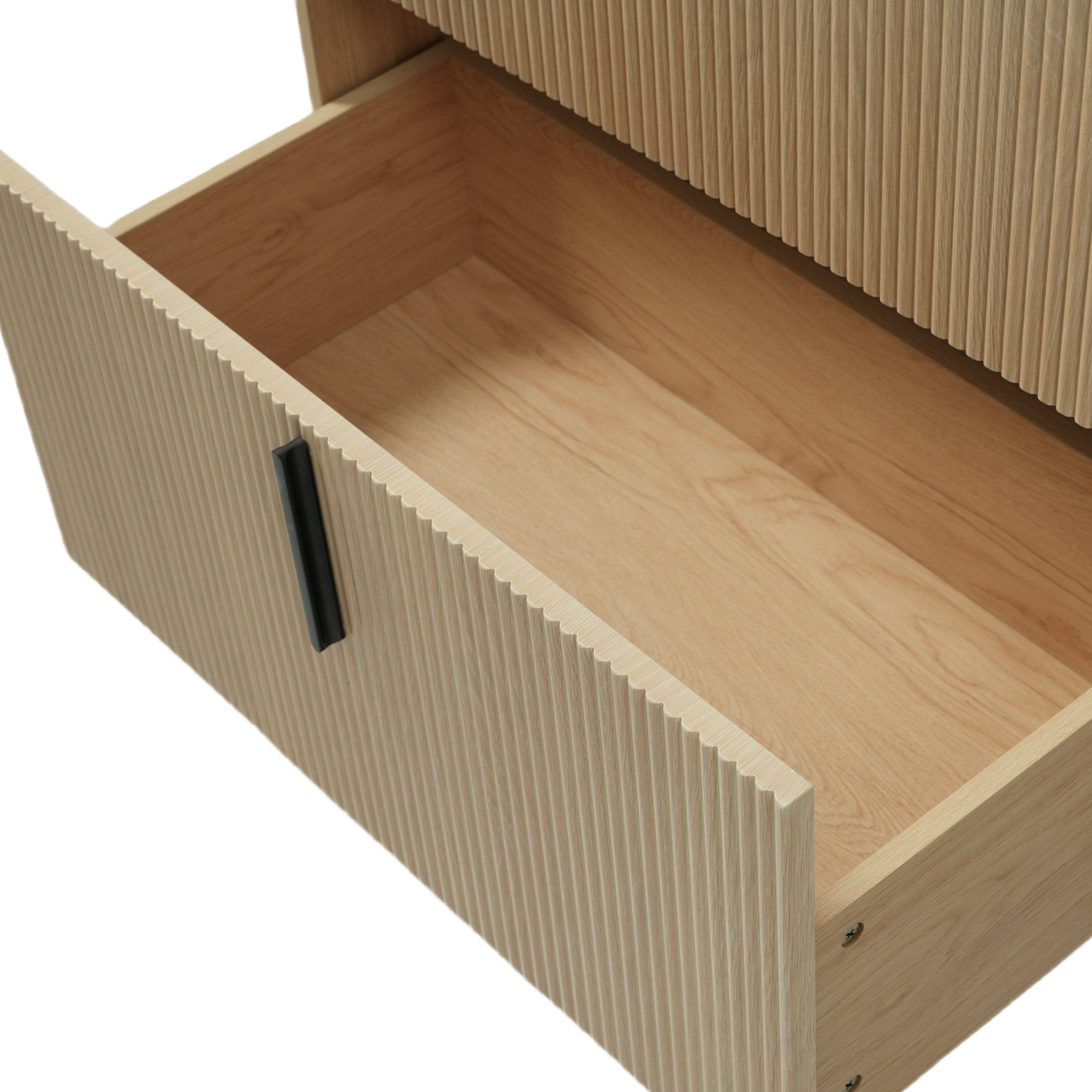 Alt View 7. Boyel Living - 30 Inch Bathroom Vanity with Ceramic Sink Full Extension Drawers Soft Close Fluted Design Natural - Natural.