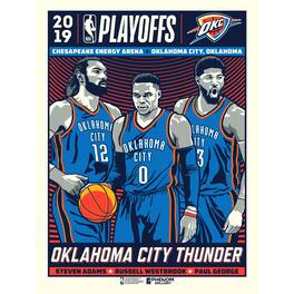 Phenom Gallery - Oklahoma City Thunder 2019 NBA Playoffs Limited Edition 18'' x 24'' Serigraph Poster Art Print - Multicolor