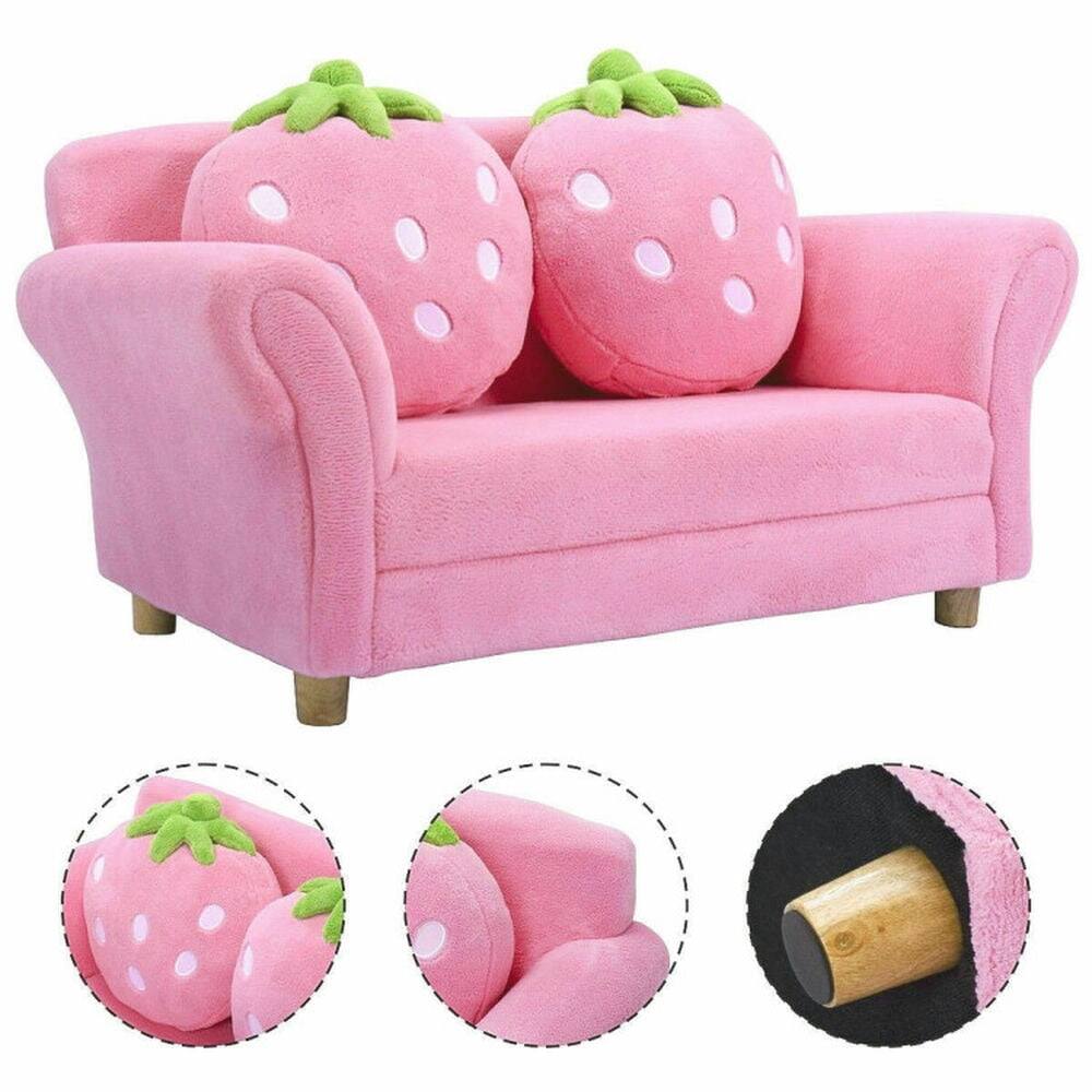 Alt View 2. Pefilos - BL/PI Kids Strawberry Armrest Chair Sofa-Pink, Kids Couch for Kids - Pink.