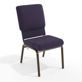 Emma + Oliver - Church Chairs 18.5 in. Wide - Eggplant Fabric/Gold Vein Frame