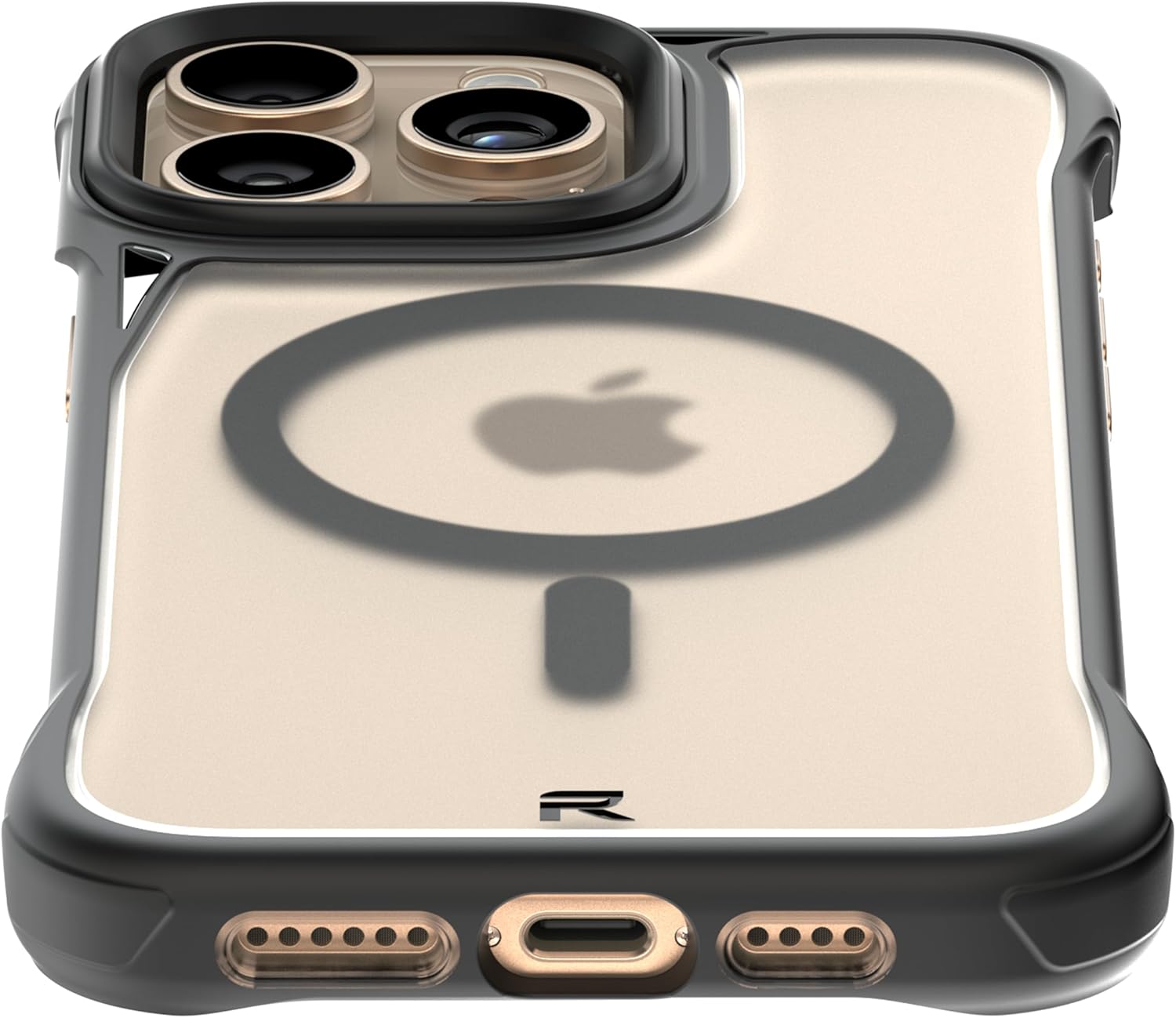 Back. Rebel - Rebel - Frosted FLEX Series Case For Apple iPhone 16 Pro Max - Black/Matte Clear - Black.