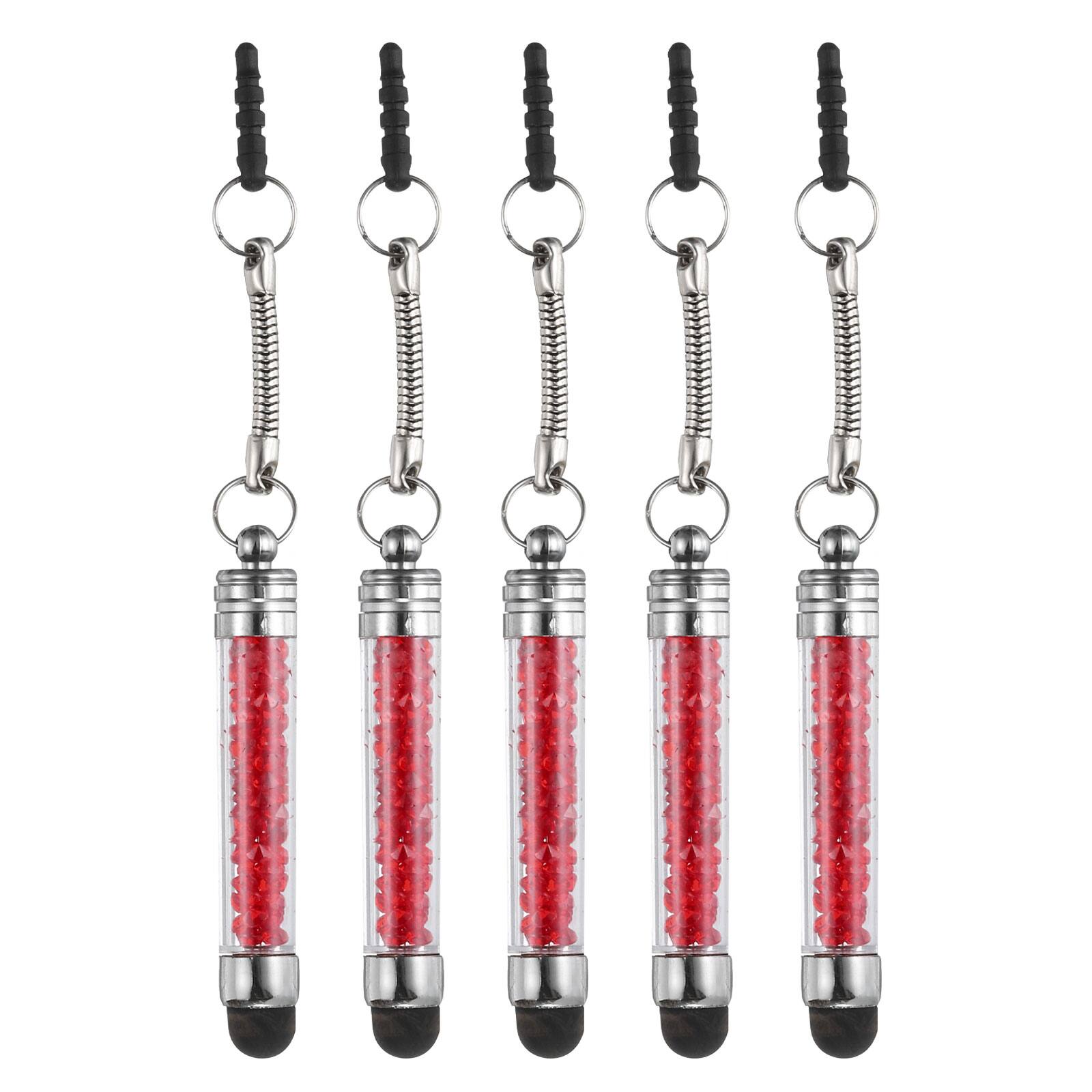 Unique Bargains - 5pcs Stylus Pen for Touch Screens Mini Crystal Diamond Capacitive Pens for Universal All Touchscreen Devices - Red