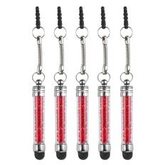 Front. Unique Bargains - 5pcs Stylus Pen for Touch Screens Mini Crystal Diamond Capacitive Pens for Universal All Touchscreen Devices - Red.