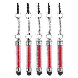 Unique Bargains - 5pcs Stylus Pen for Touch Screens Mini Crystal Diamond Capacitive Pens for Universal All Touchscreen Devices - Red
