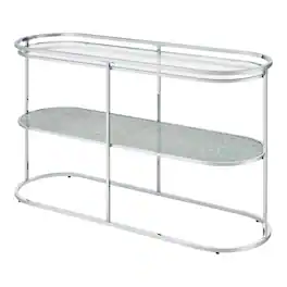 Furniture of America - Ludington Metal 1-Shelf Sofa Table in Chrome - Silver