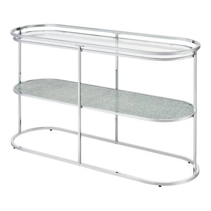 Front. Furniture of America - Ludington Metal 1-Shelf Sofa Table in Chrome - Silver.
